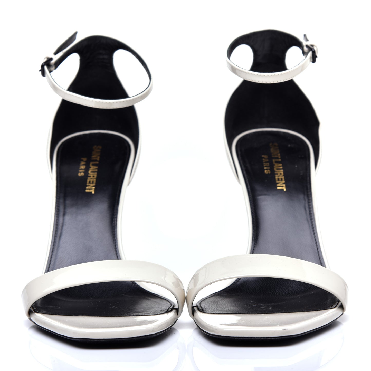 Patent Calfskin Amber 105 Ankle Strap Sandals 40 White