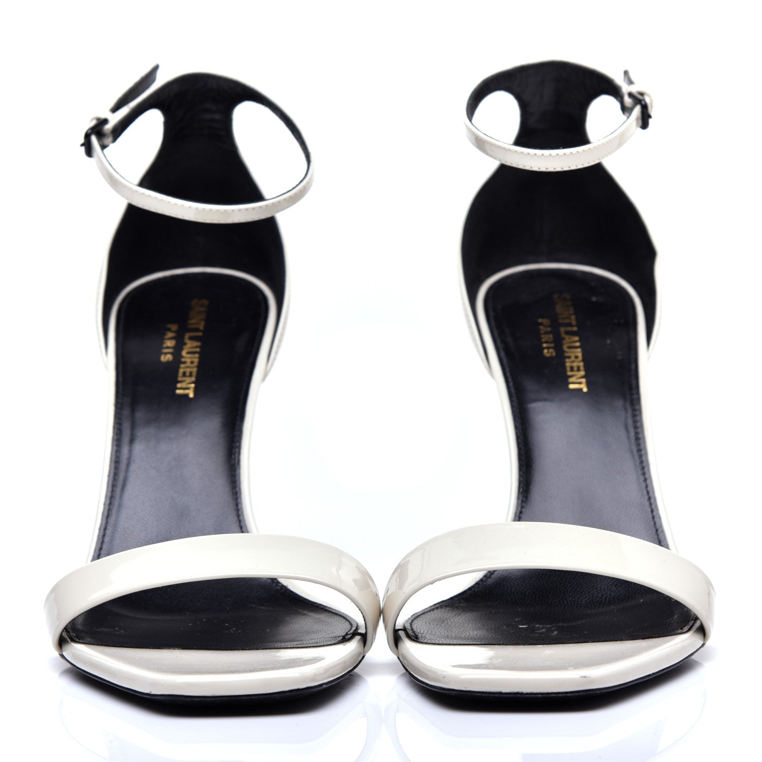 Saint Laurent Patent Calfskin Amber 105 Ankle Strap Sandals 40 White 2 of 8