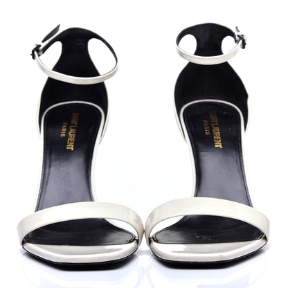 Saint Laurent Patent Calfskin Amber 105 Ankle Strap Sandals 40 White 2 of 8
