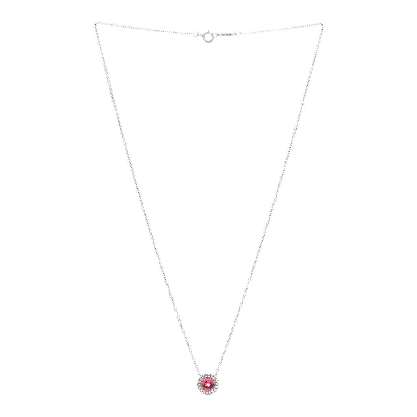 Platinum Diamond Pink Tourmaline Soleste Pendant Necklace
