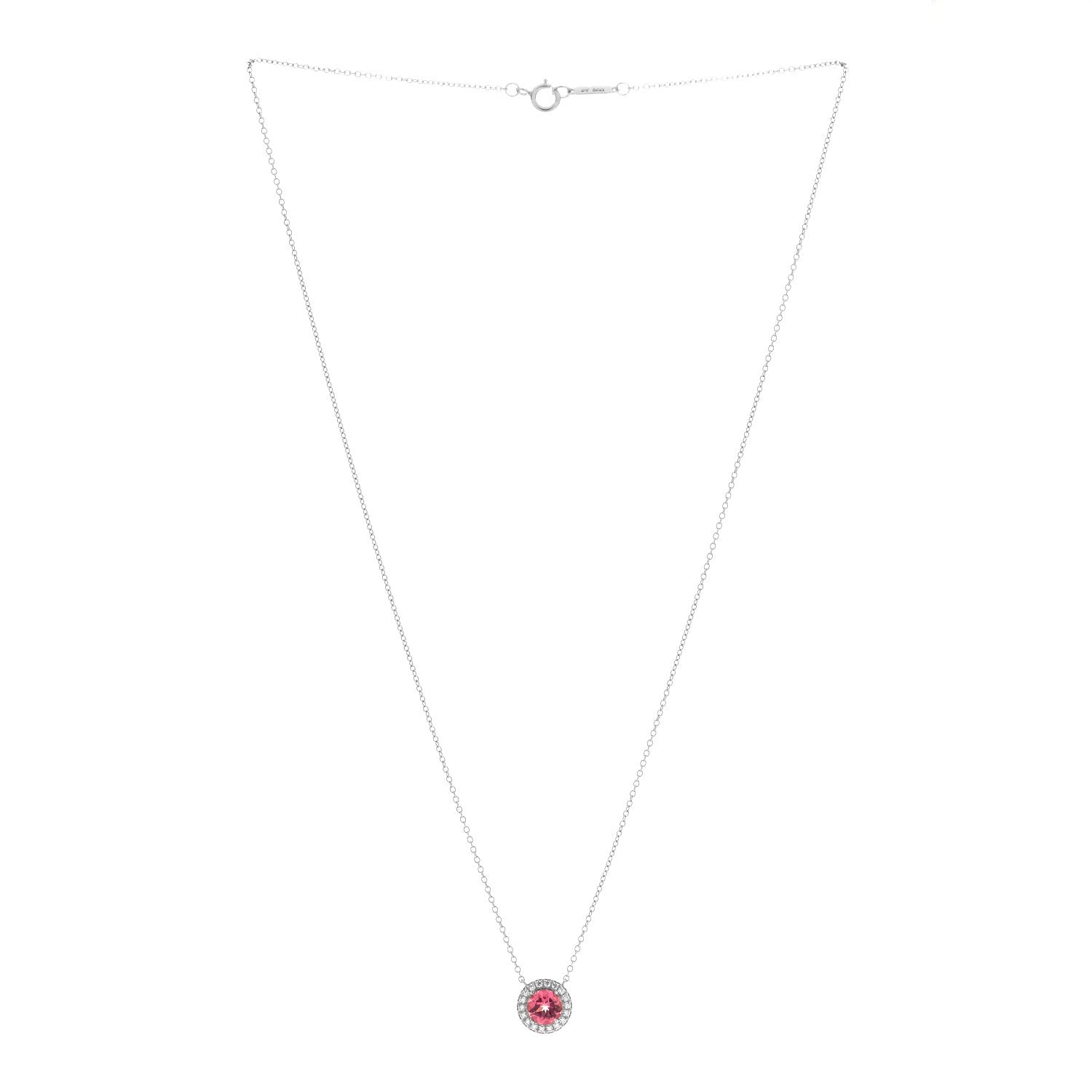 Tiffany Platinum Diamond Pink Tourmaline Soleste Pendant Necklace 2 of 6