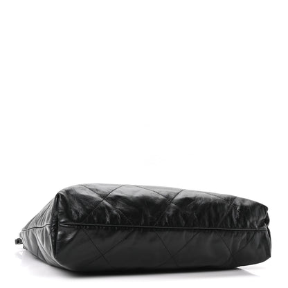 Chanel Shiny Calfskin Quilted Monochrome Small Chanel 22 Black 4 of 10