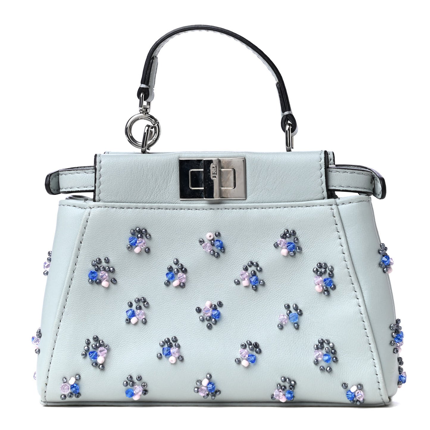 Goatskin Embellished Micro Peekaboo Iconic Satchel Blue