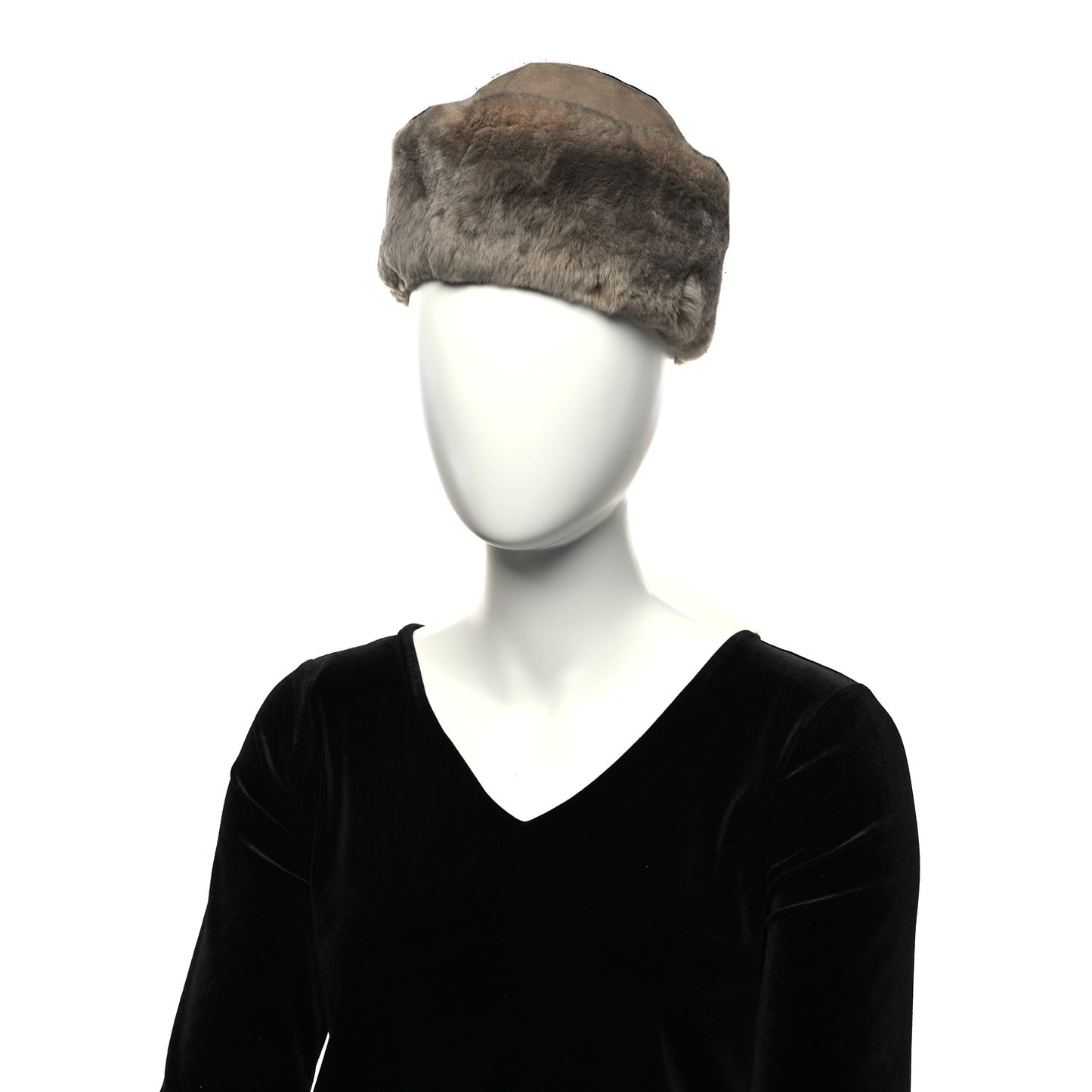 Suede Orylag Fur Boreale Pillbox Hat 56 Grey