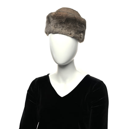Hermes Suede Orylag Fur Boreale Pillbox Hat 56 Grey 2 of 8