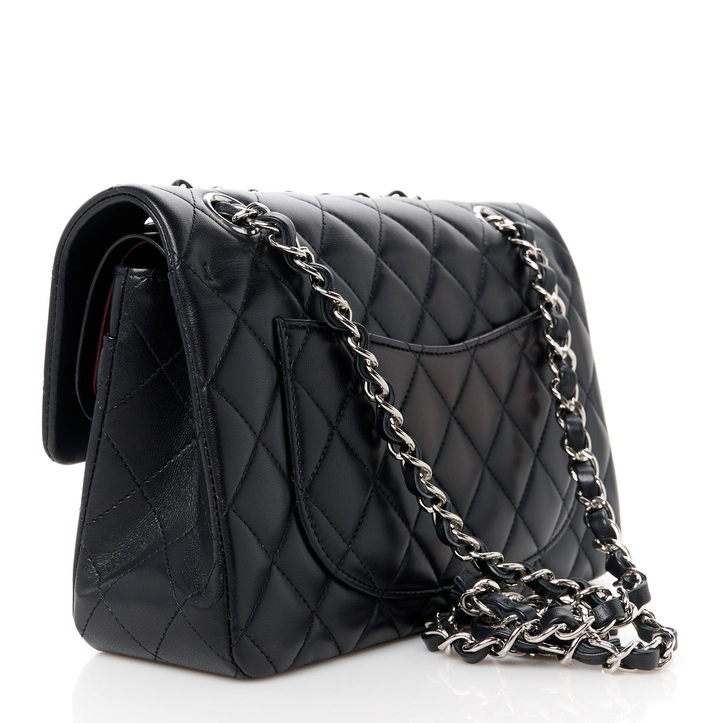 Lambskin Quilted Small Double Flap Black