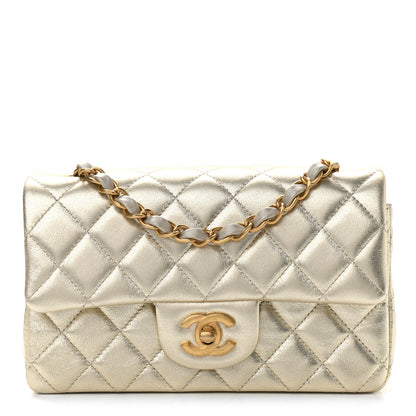 Chanel Metallic Lambskin Quilted Mini Rectangular Flap Gold 1 of 8