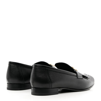 Hermes Goatskin Womens Royal Loafers 38 Black 4 of 11
