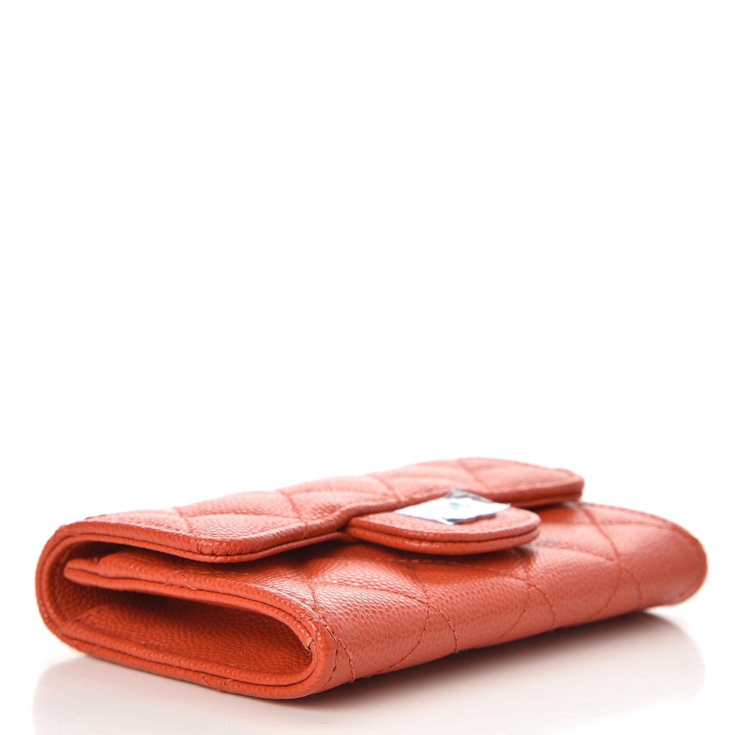 Caviar Quilted Card Holder Orange