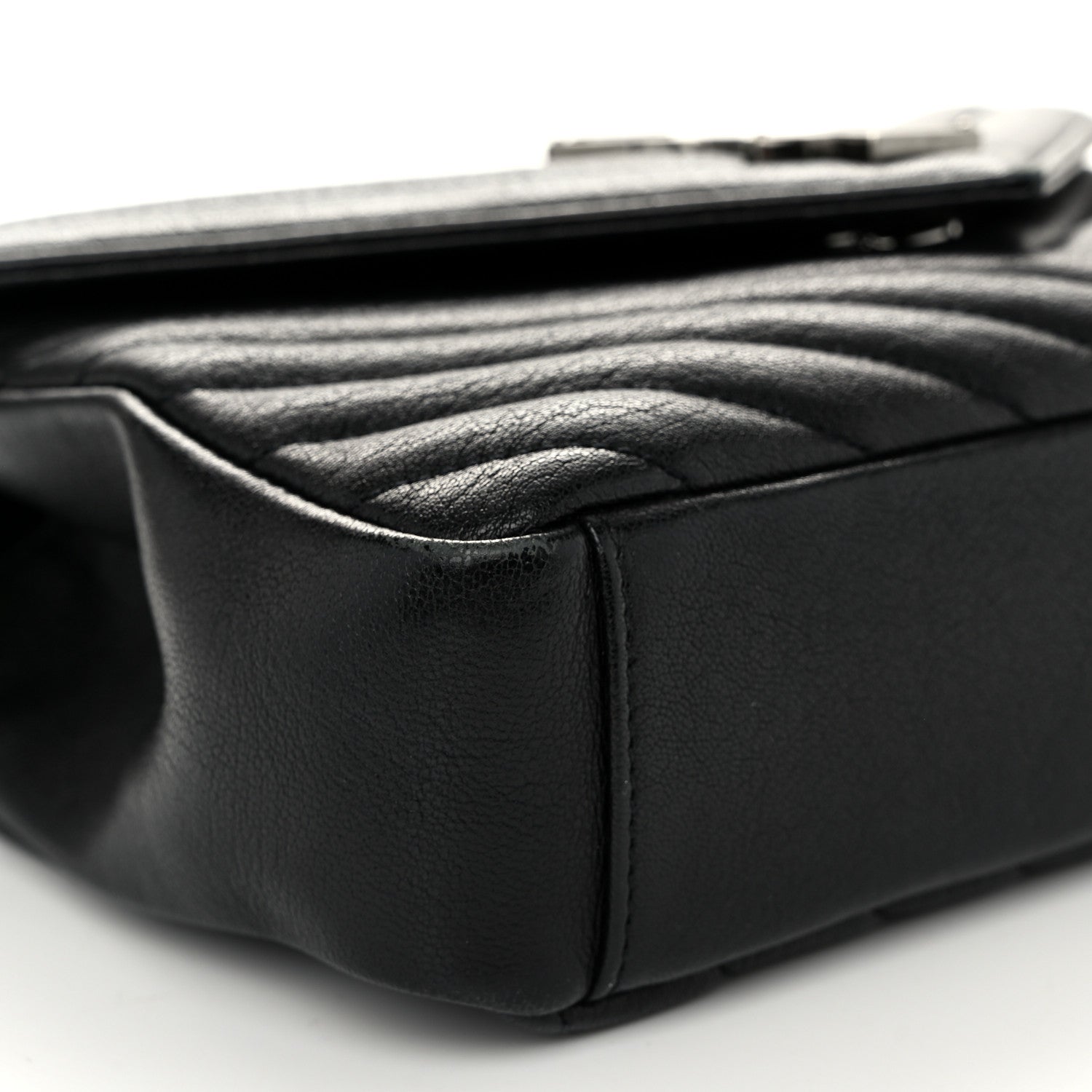 Saint Laurent Sheepskin Matelasse Chevron Monogram Medium College Bag Black 10 of 11