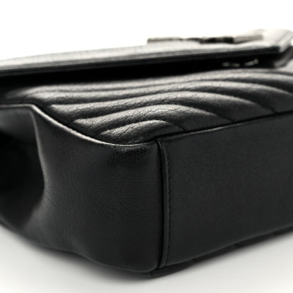 Saint Laurent Sheepskin Matelasse Chevron Monogram Medium College Bag Black 10 of 11