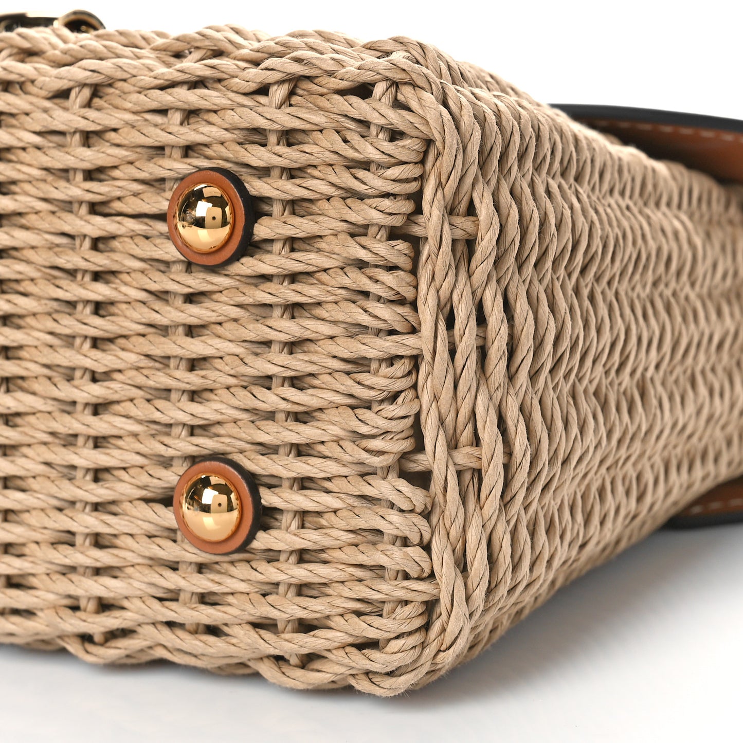 Calfskin Wicker Margot Top Handle Satchel Brown