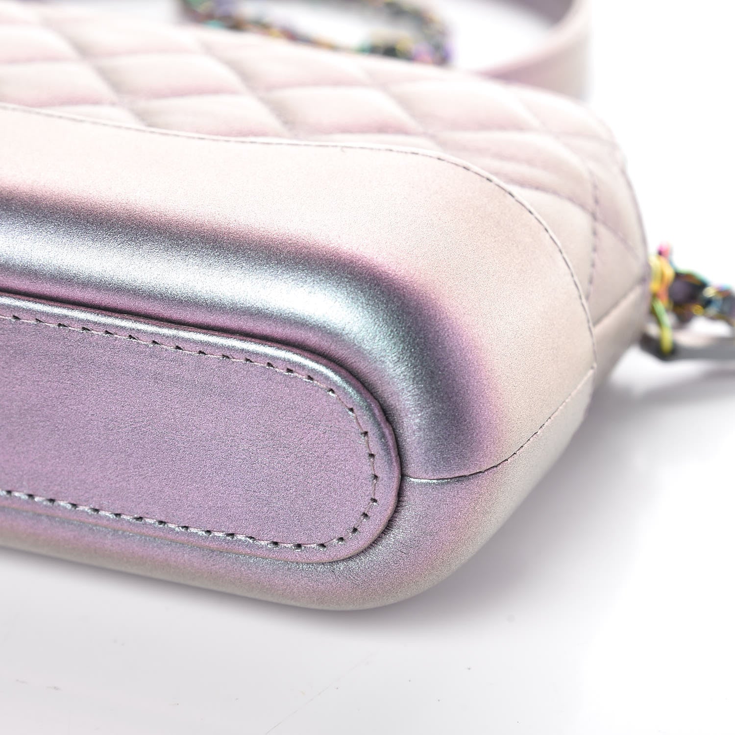 Chanel Iridescent Lambskin Calfskin Quilted Small Gabrielle Clutch With Chain Light Purple 10 of 12