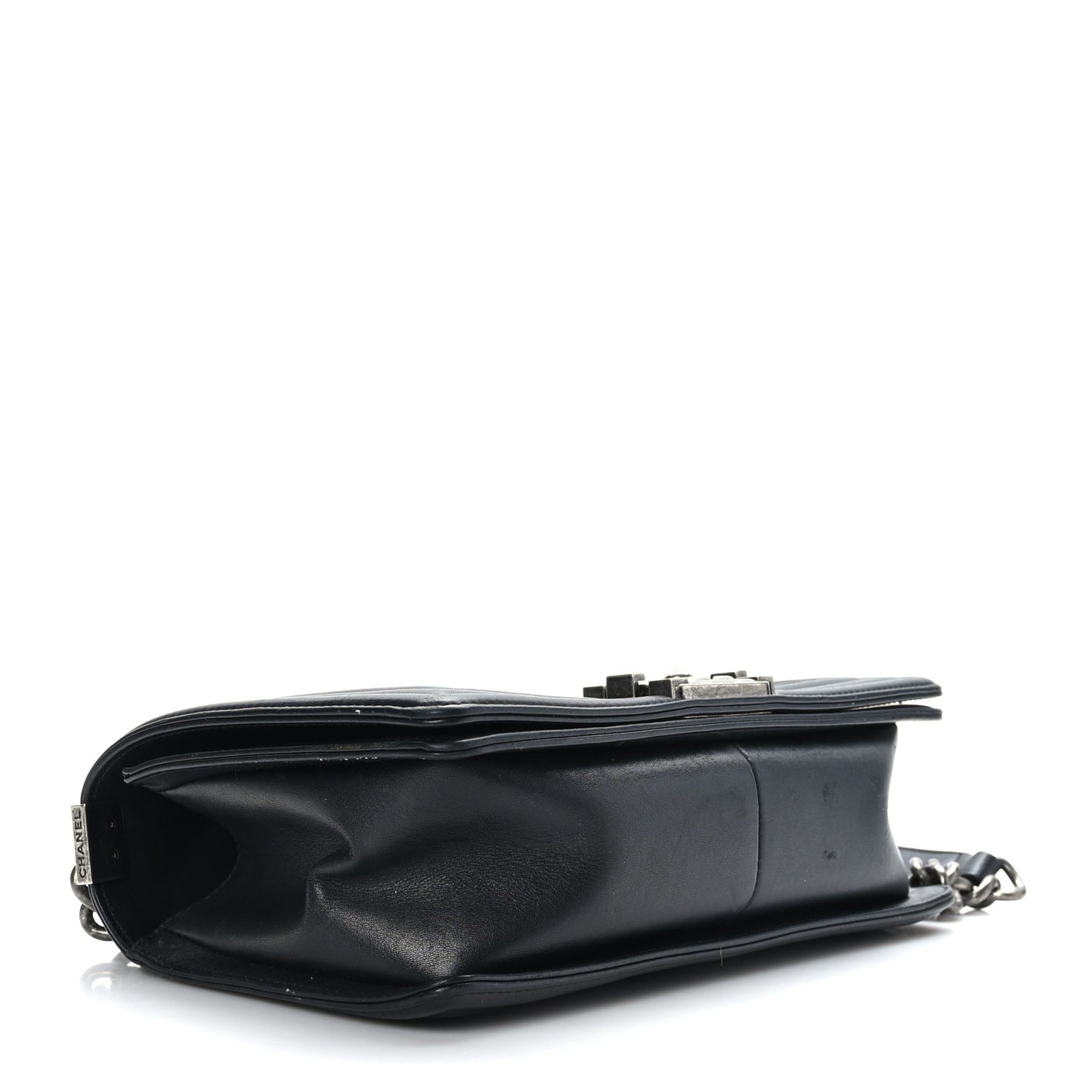 Calfskin Horizontal Quilted Medium Boy Flap Black Black
