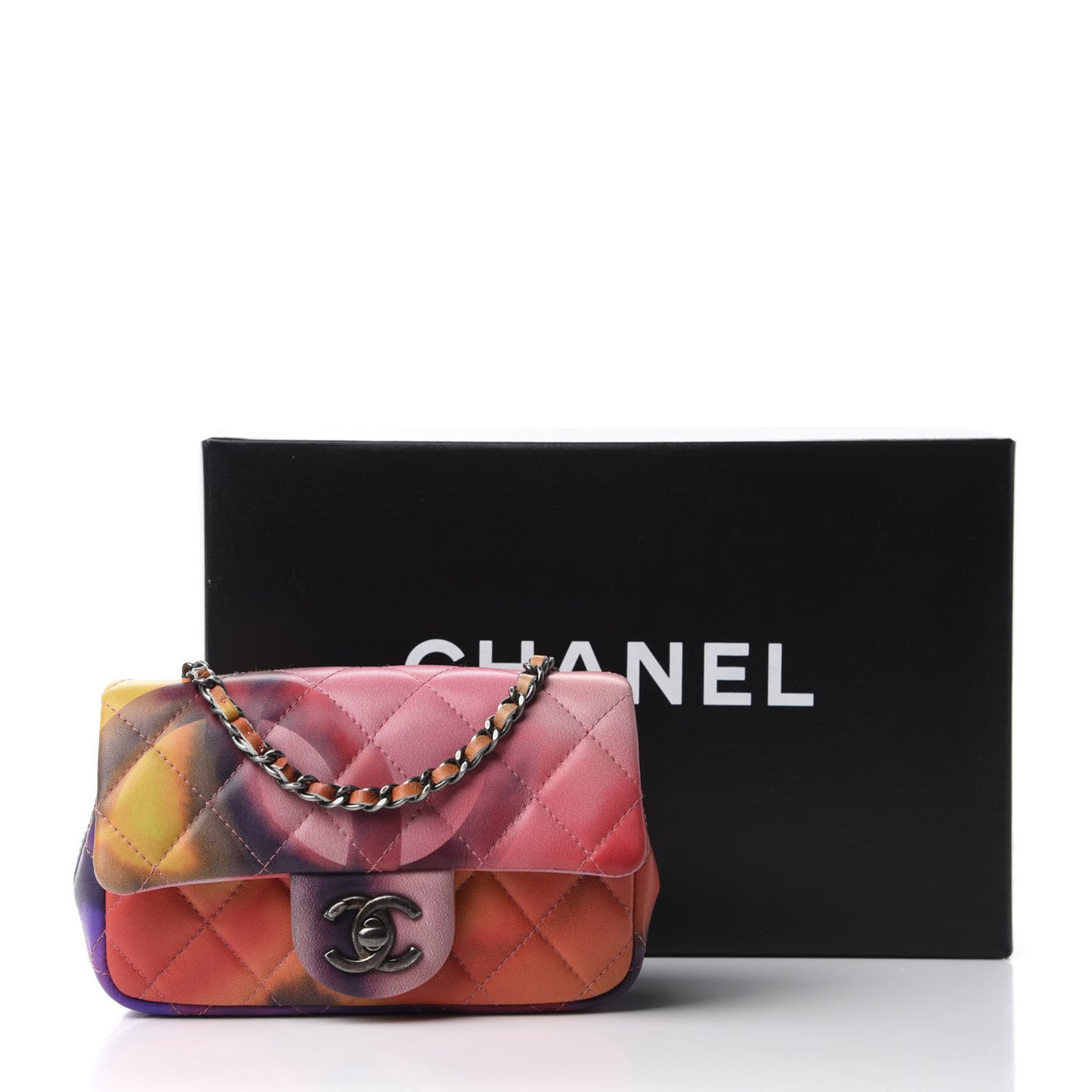 Lambskin Quilted Extra Mini Flower Power Flap Multicolor