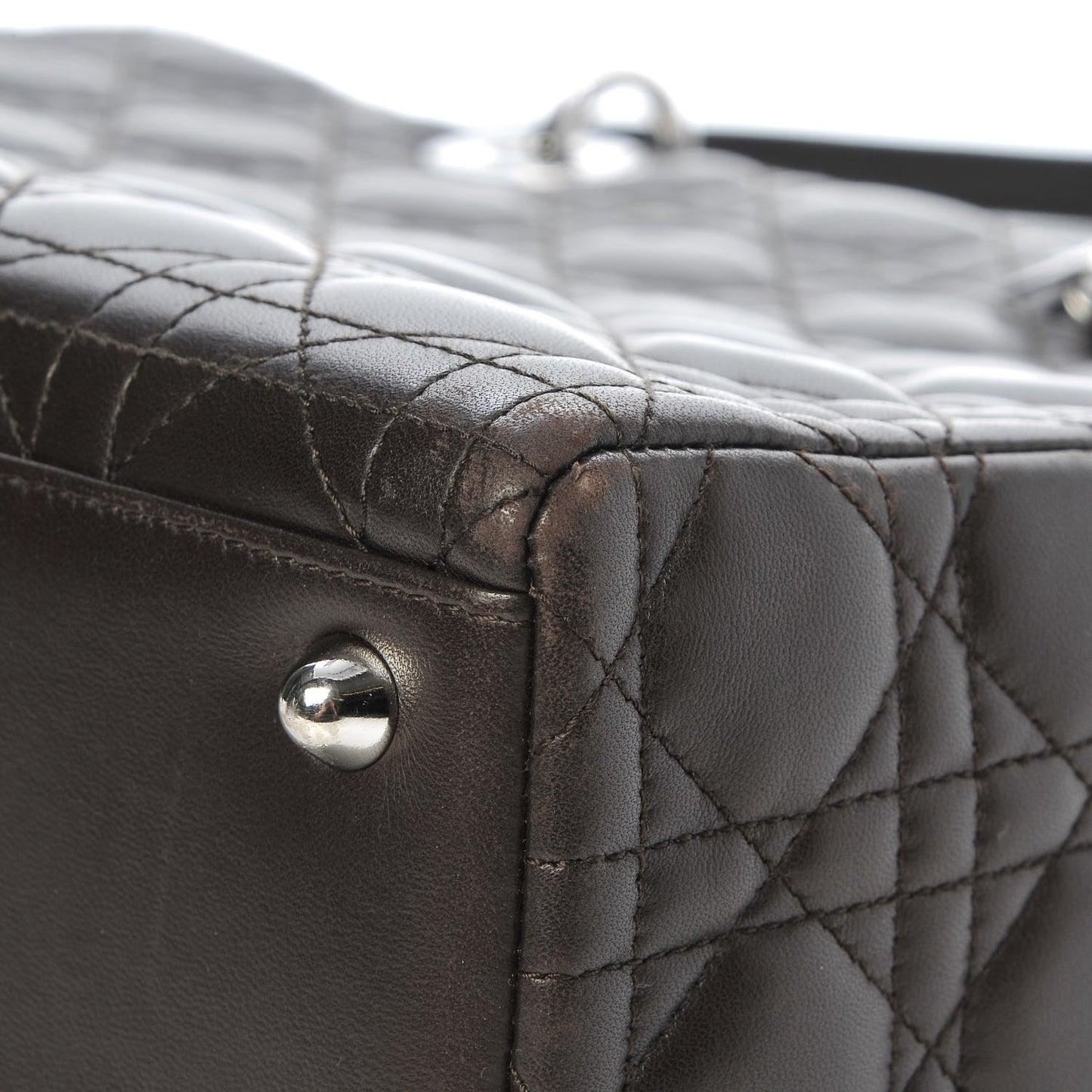 Lambskin Cannage Large Lady Dior Dark Brown