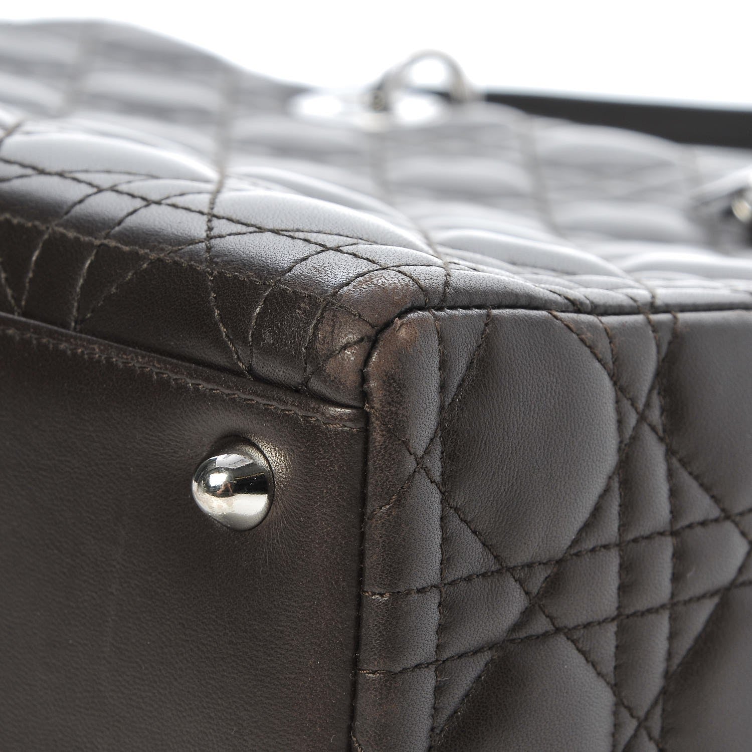 Christian Dior Lambskin Cannage Large Lady Dior Dark Brown 10 of 11