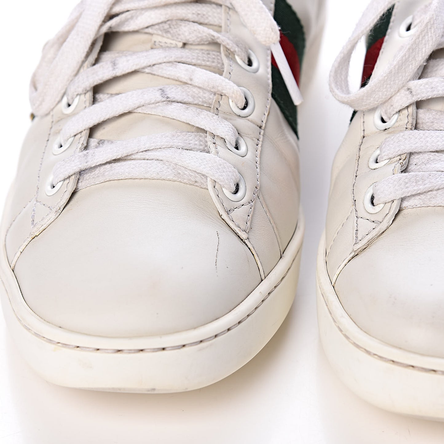 Calfskin Web Pearl Studded Womens Ace Sneakers 37.5 White