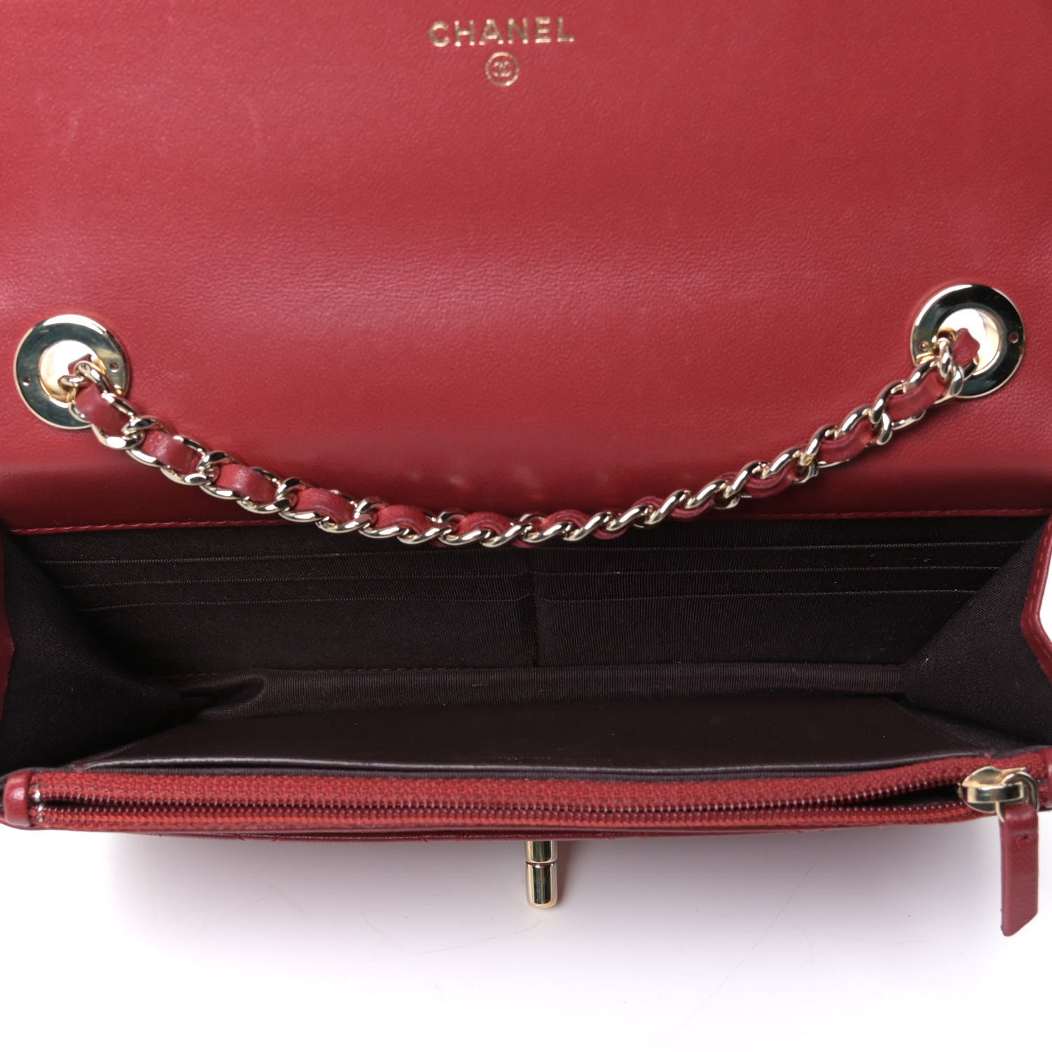 Chanel Lambskin Quilted Trendy CC Wallet On Chain WOC Red 7 of 14