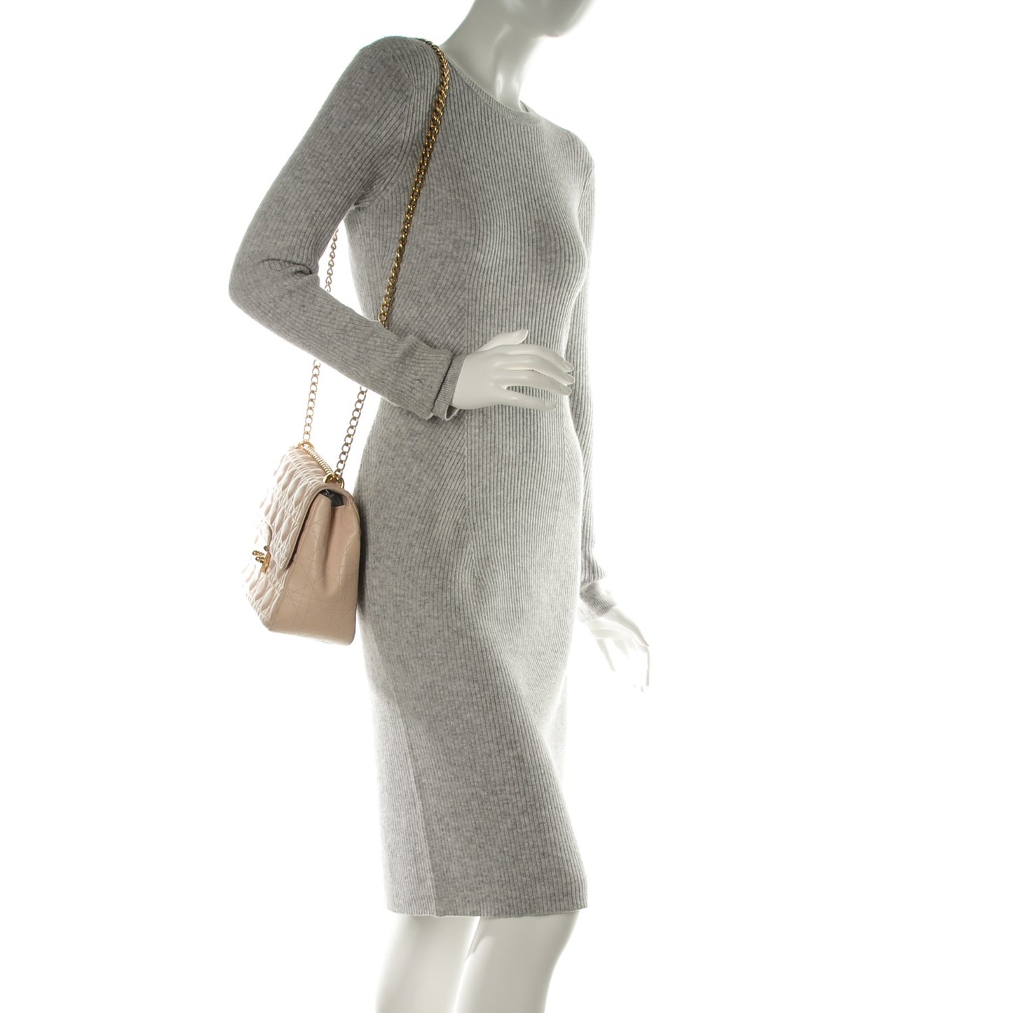 Lambskin Cannage Large Miss Dior Flap Rose Poudre