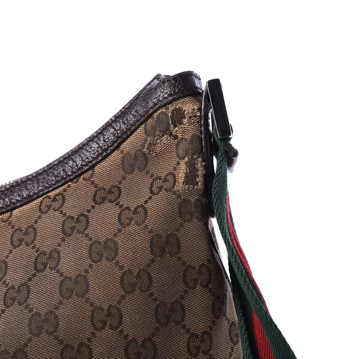 Gucci Monogram Web Medium Half Moon Hobo Dark Brown 10 of 13