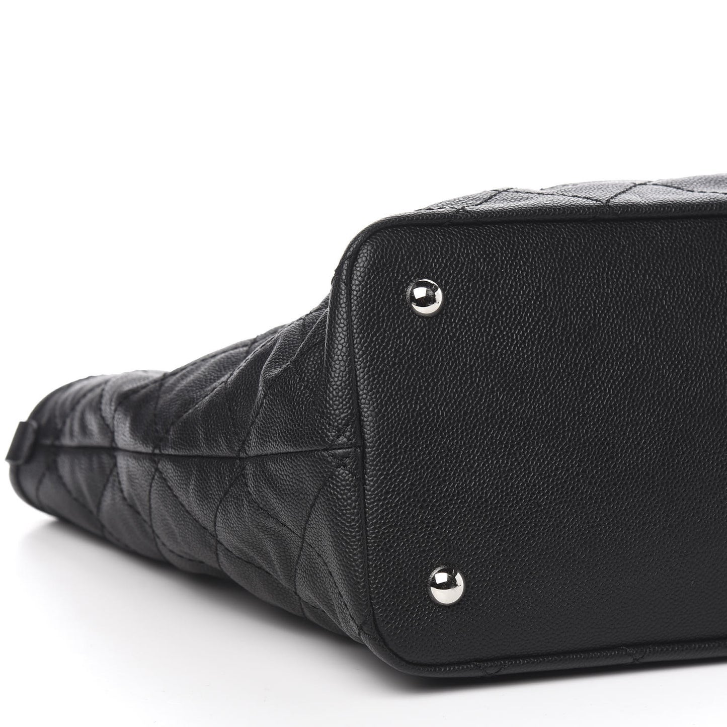 Grained Calfskin Quilted Large Daily Tote Black
