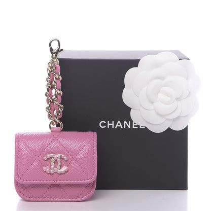 Chanel Caviar Quilted Crystal CC Airpods Pro Case Pink 9 of 9