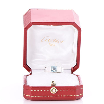 Cartier 18K White Gold Aquamarine Tank Ring 50 52.5 6 of 6