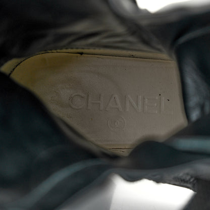 Chanel Calfskin Quilted Lace Up Combat Boots 36.5 Black 8 of 13