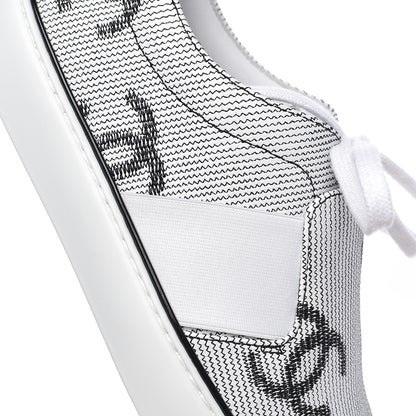Chanel Embroidered Calfskin Womens CC Sneakers 38.5 Black White 10 of 11