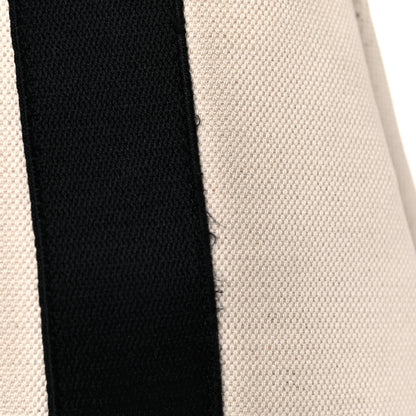 Balenciaga Cotton Canvas Satin Calfskin S Navy Cabas Natural Black 30 of 34