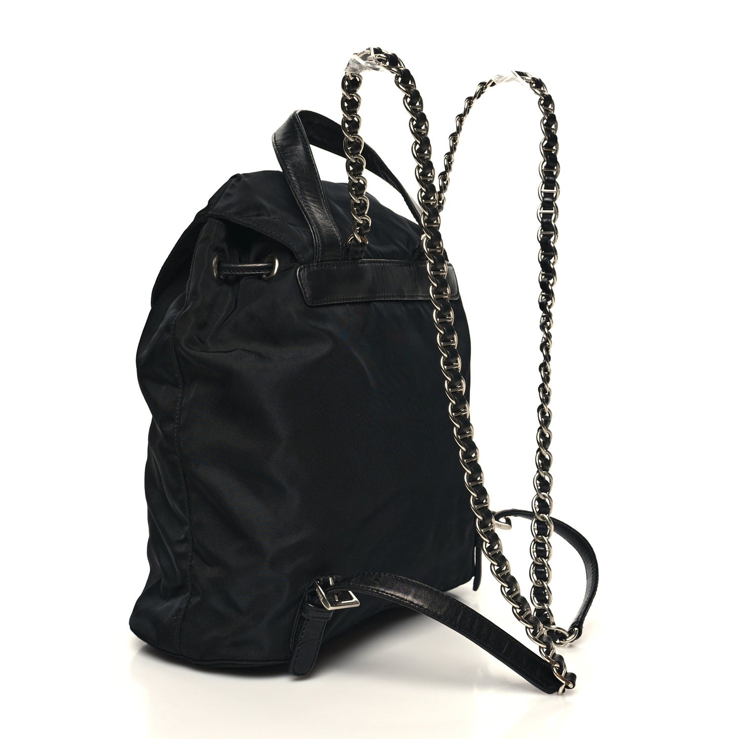 Tessuto Nylon Vela Chain Backpack Black