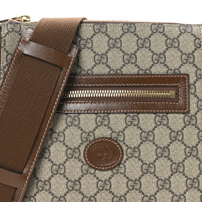 Gucci GG Supreme Monogram Azalea Calfskin Retro Interlocking G Flat Messenger Bag Beige Ebony Brown Sugar 8 of 10