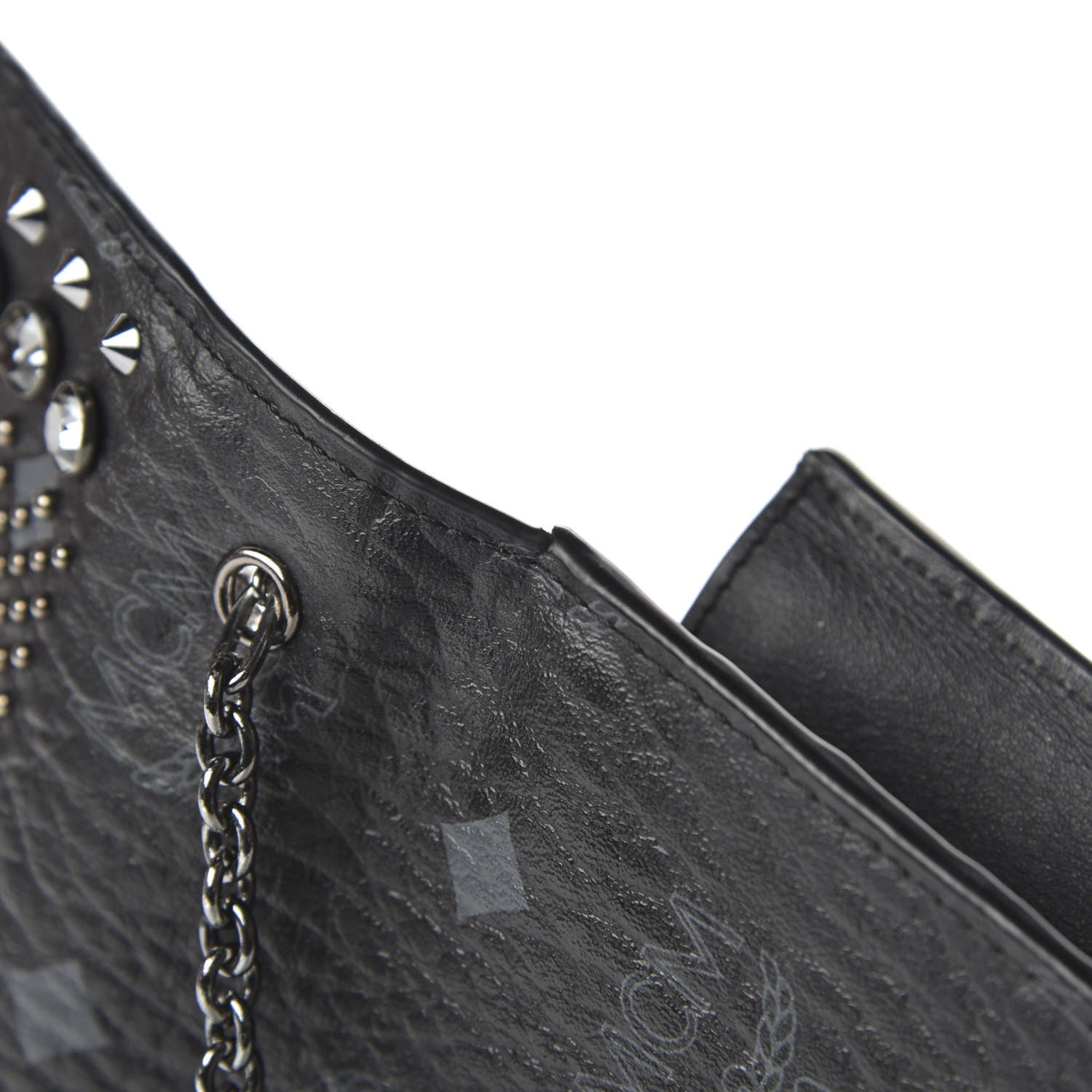 MCM Visetos Studded Chain Wallet Black 10 of 11