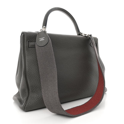 Hermes Taurillon Clemence Kelly Retourne 35 Etain Rouge Casaque 2 of 13