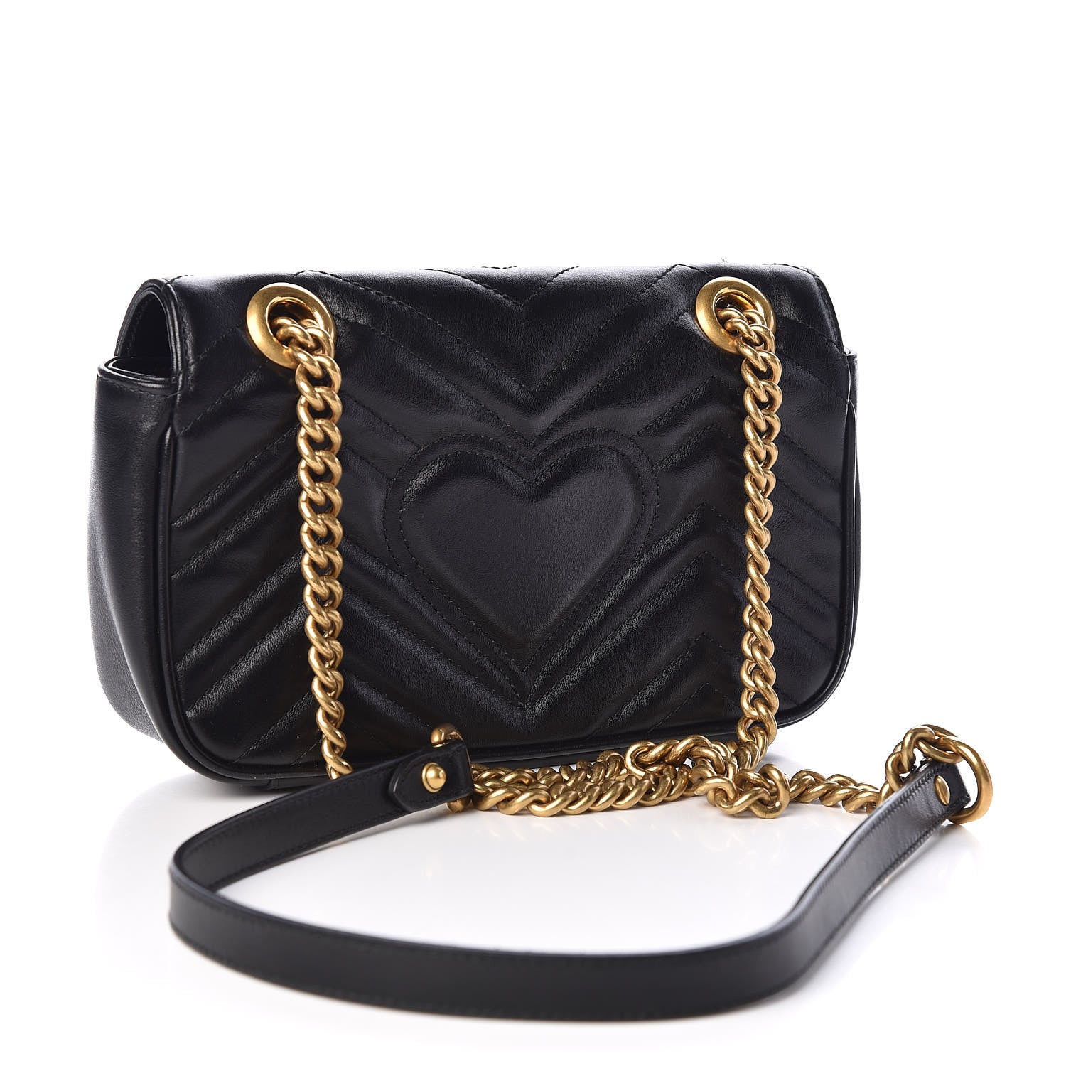 Gucci Calfskin Matelasse Mini GG Marmont Shoulder Bag Black 3 of 10