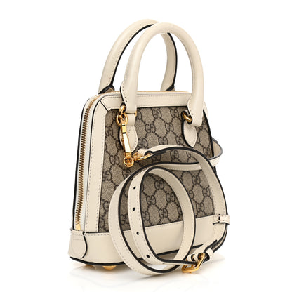 Gucci GG Supreme Monogram Azalea Calfskin Mini Horsebit 1955 Top Handle Bag Beige Ebony Mystic White 3 of 13