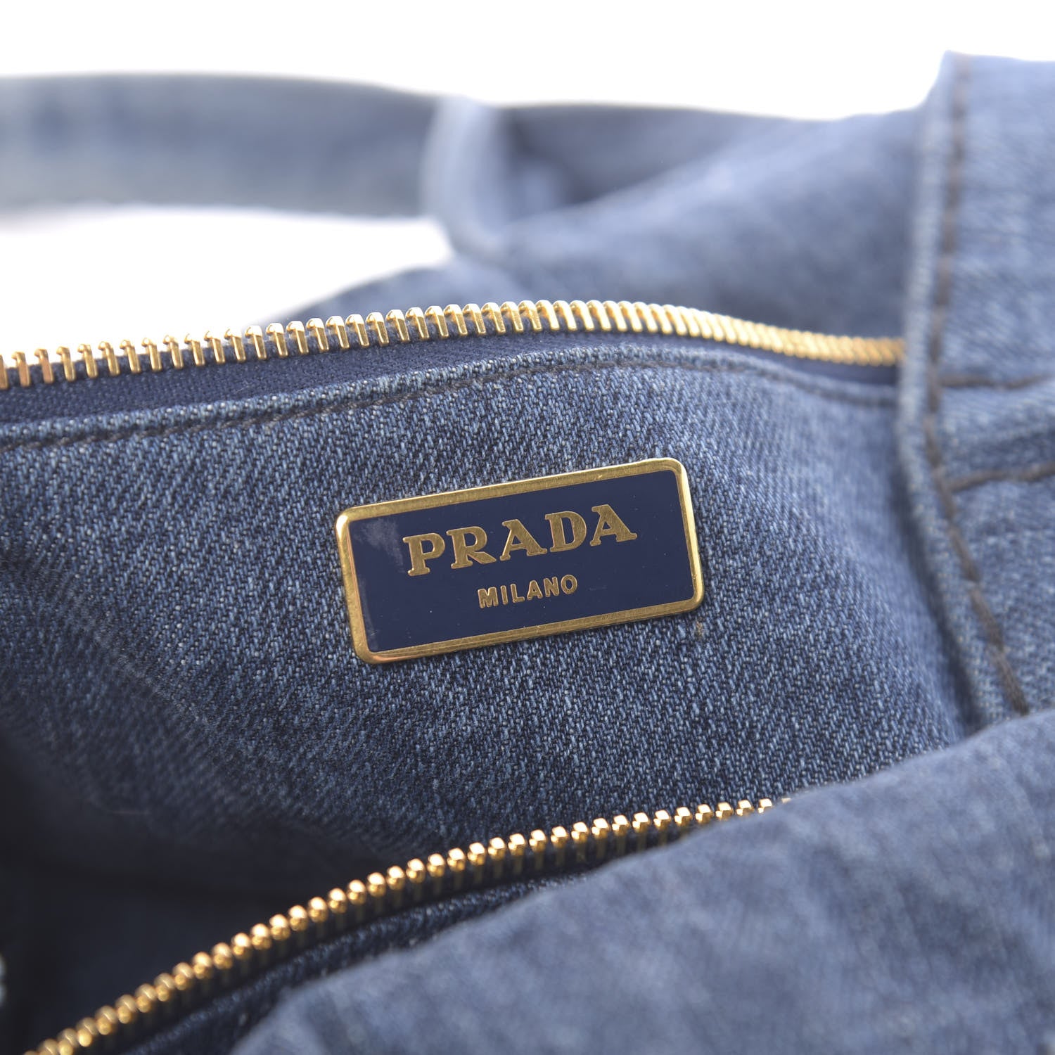Prada Denim Logo Tote 6 of 12