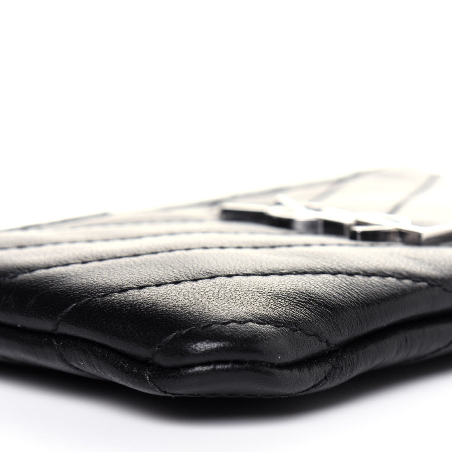 Calfskin Matelasse Monogram Key Pouch Black