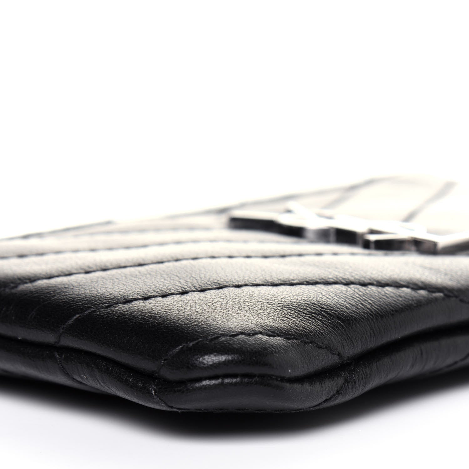 Saint Laurent Calfskin Matelasse Monogram Key Pouch Black 8 of 11