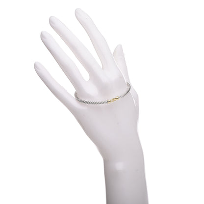 David Yurman Sterling Silver 18K Yellow Gold 3mm Cable Buckle Bracelet 2 of 5