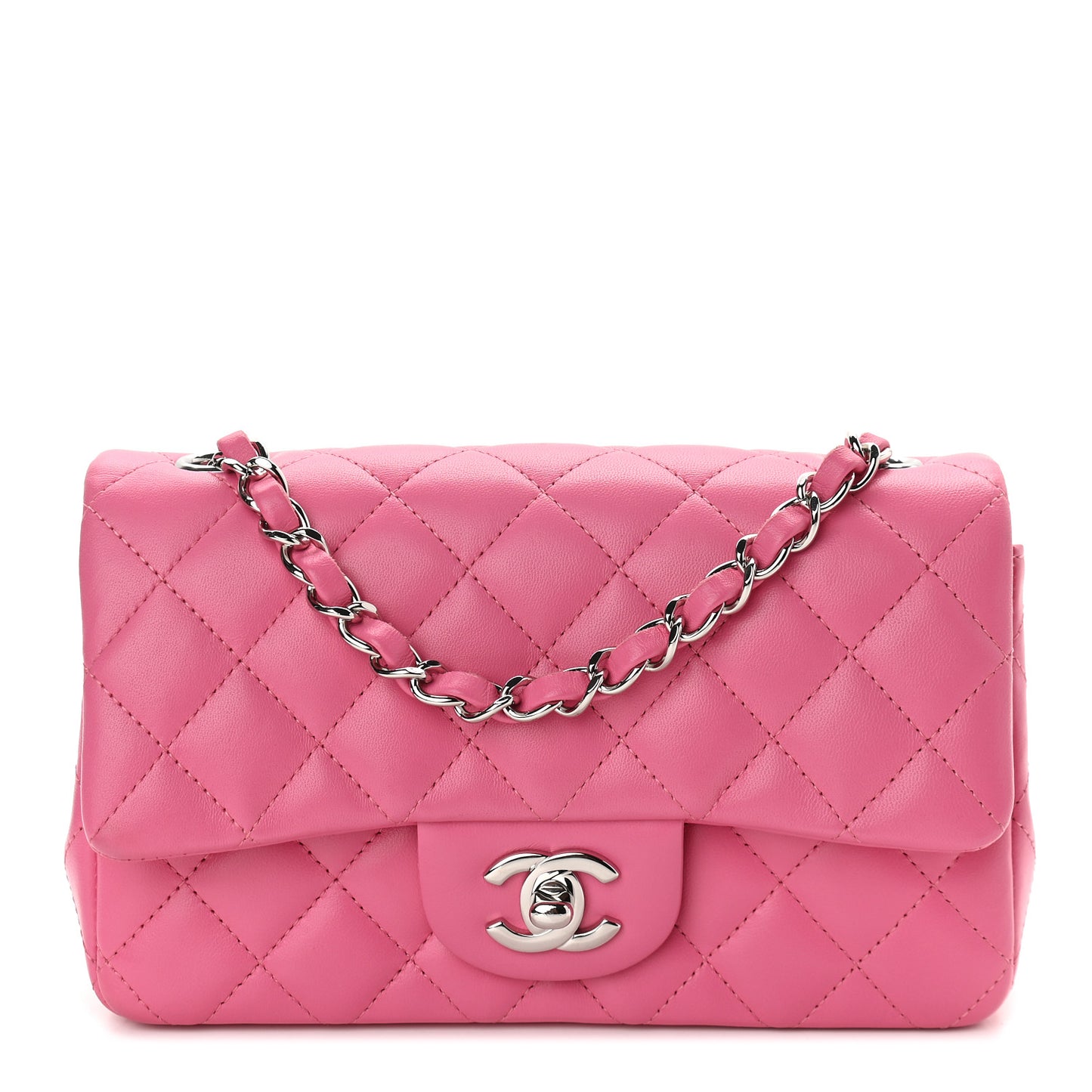 Lambskin Quilted Mini Rectangular Flap Pink
