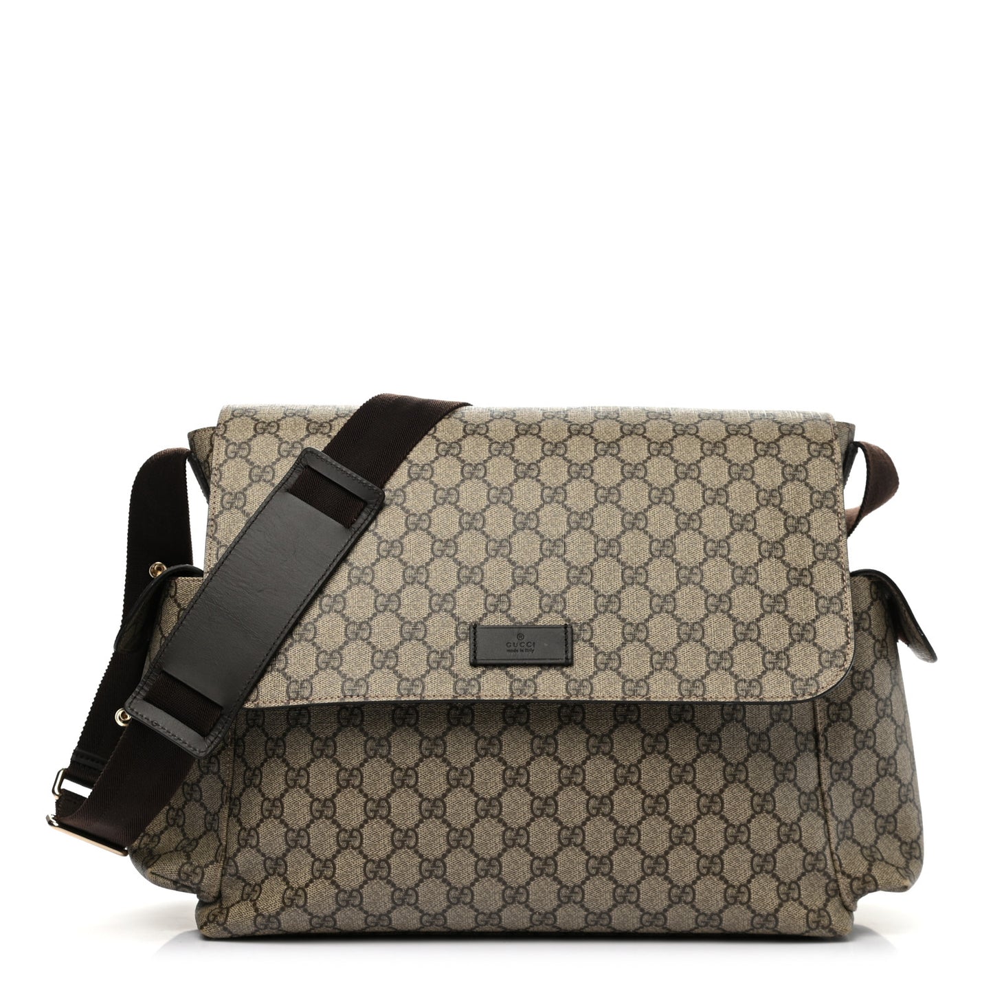 GG Plus Monogram Messenger Diaper Bag Dark Brown