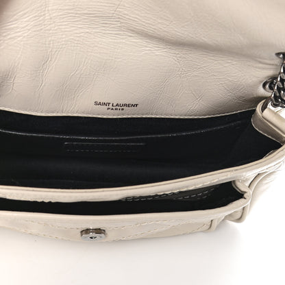 Saint Laurent Crinkled Calfskin Matelasse Monogram Baby Niki Chain Satchel Ivory 4 of 5