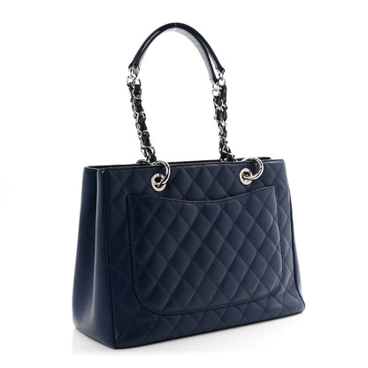 Chanel Caviar Quilted Grand Shopping Tote GST Dark Navy Blue 3 of 11