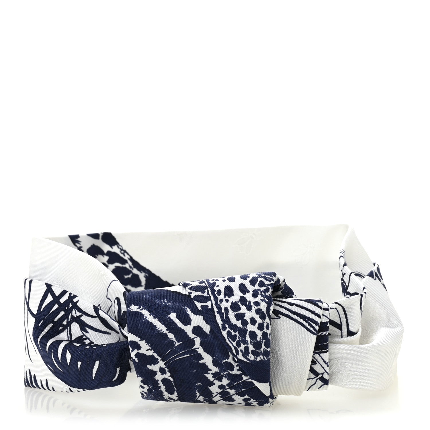 Hermes Silk Nijinski Headband M White Marine 1 of 4