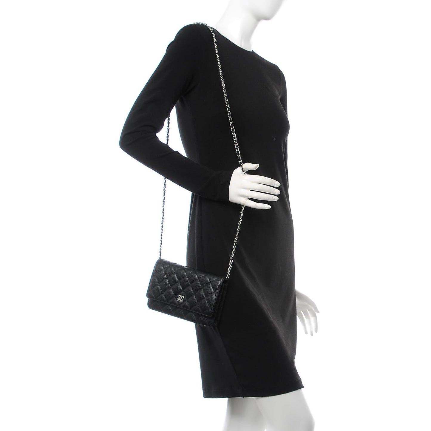 Caviar Quilted Wallet On Chain WOC Black
