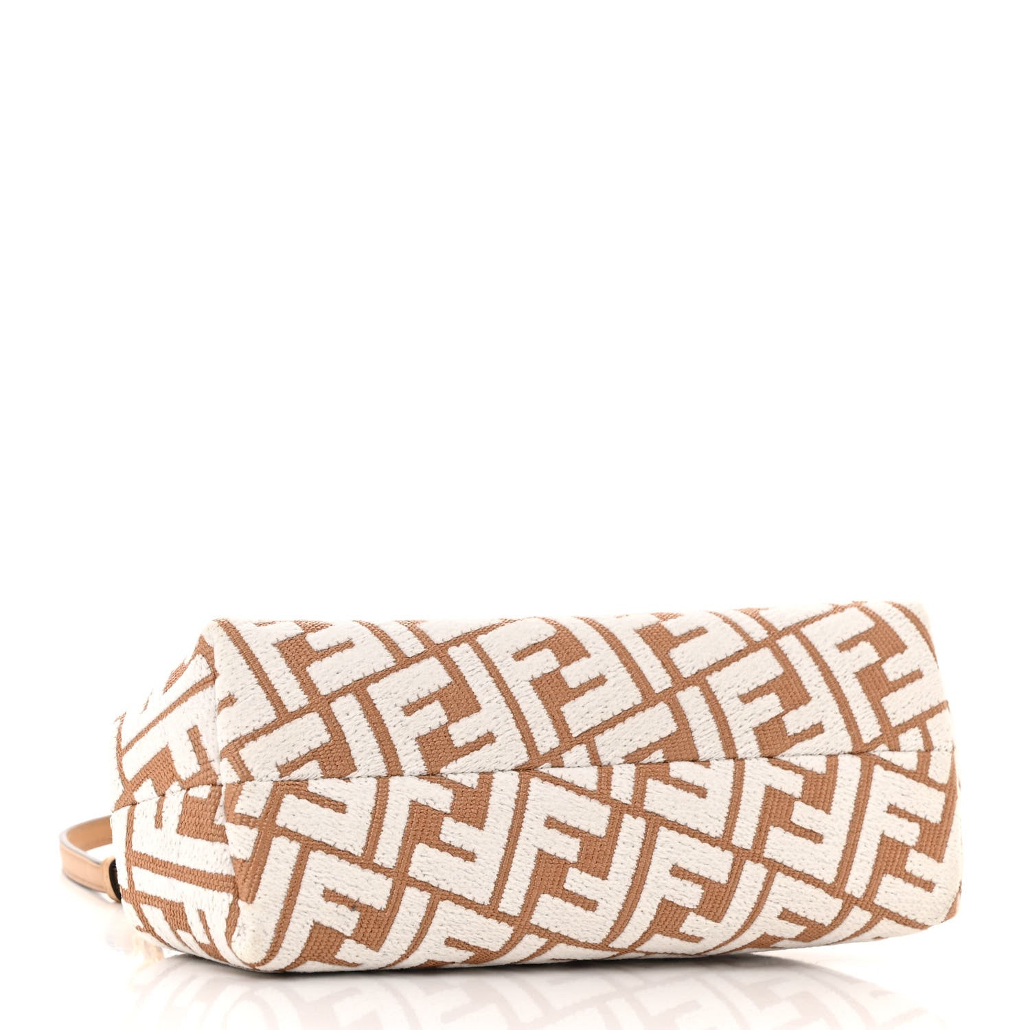 Fendi Raffia Chenille Shiny Nappa FF 1974 Small Fendi First Natural White Miele Scuro 4 of 12