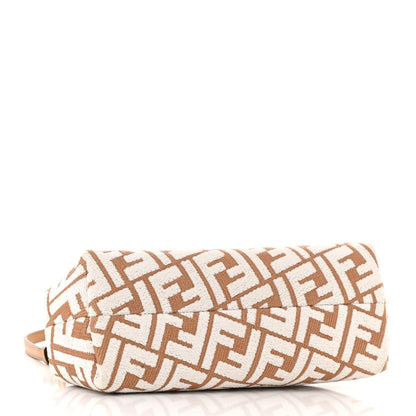 Fendi Raffia Chenille Shiny Nappa FF 1974 Small Fendi First Natural White Miele Scuro 4 of 12