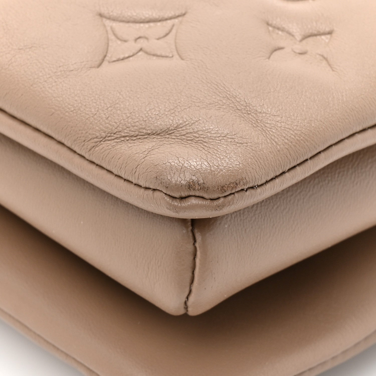 Louis Vuitton Lambskin Embossed Monogram Coussin PM Taupe 10 of 17